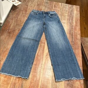 Hint of Blu Mighty High Waist Wide Leg Jeans in Swift Blue Light Wash